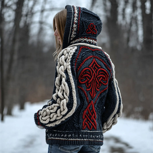 Halloween Gothic Women's Knit Hooded Sweater artswardrobe