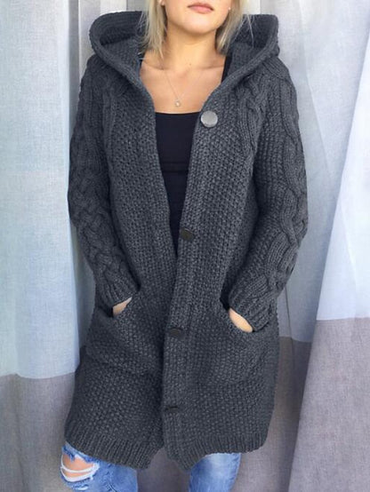 ER | Cardigan con cappuccio in maglia grossa