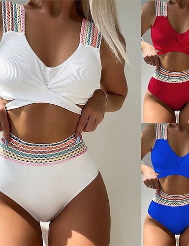 Stretchy Boxer Shorts Swimsuit Stretchy Boxer Shorts High Waist Vacation Beach Wear Color Sleeveless Bathing Suits