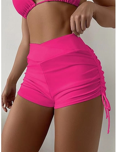 Swimwear Stretchy Boxer Shorts Shorts Swimsuit High Waist Vacation Beach Wear Color Sleeveless Bathing Suits