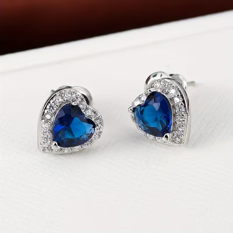 Sapphire Heart Earrings