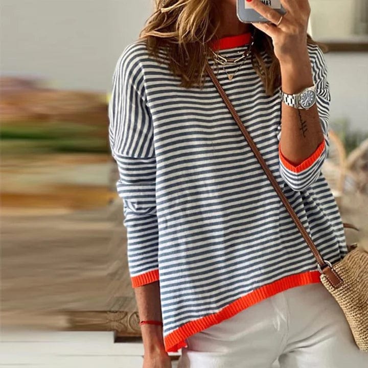 LP | Maglia a righe blu con finiture arancioni