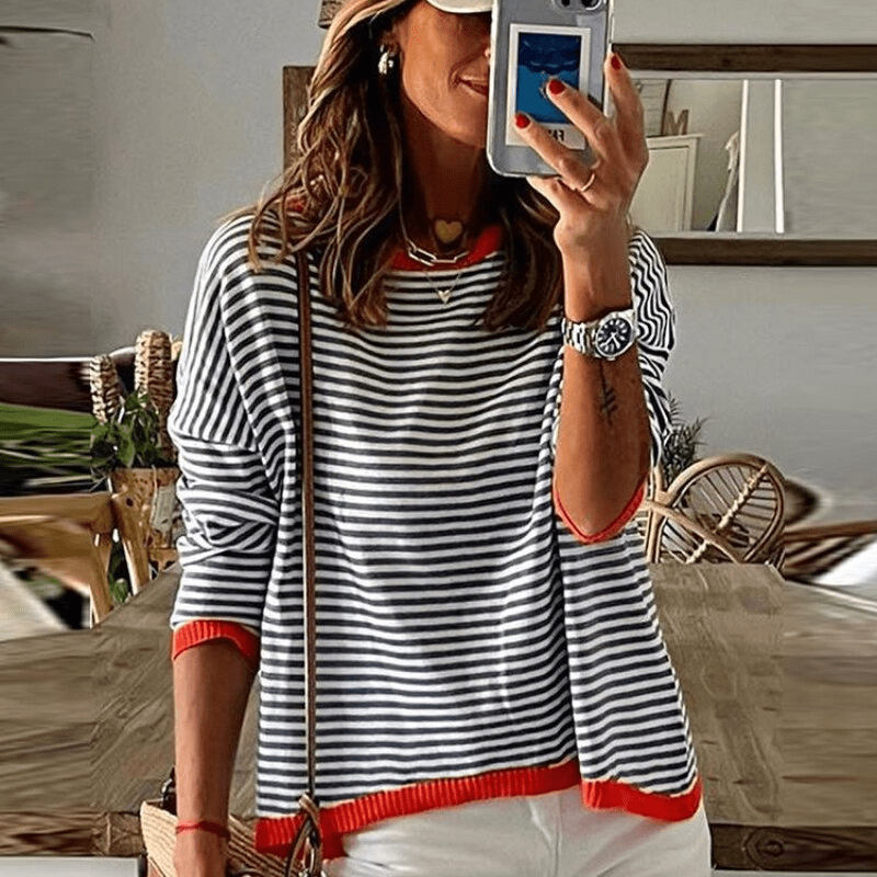 LP | Maglia a righe blu con finiture arancioni