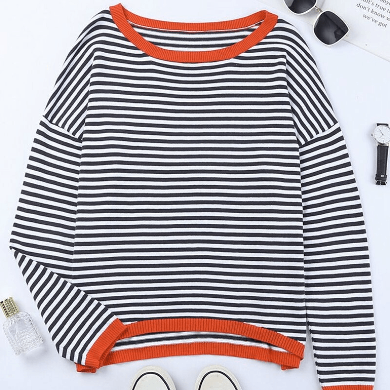 LP | Maglia a righe blu con finiture arancioni