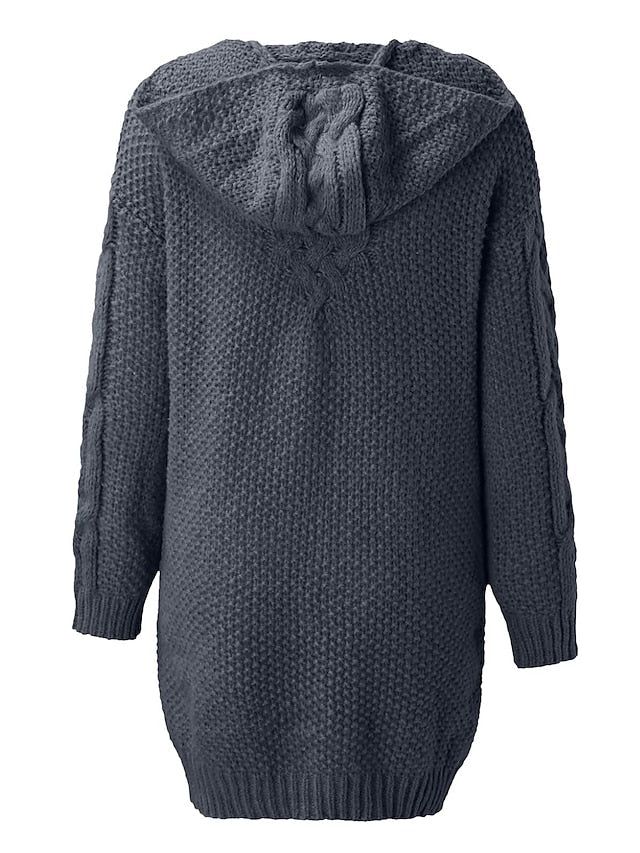 ER | Cardigan con cappuccio in maglia grossa