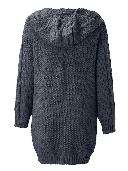 ER | Cardigan con cappuccio in maglia grossa