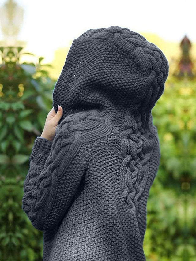 ER | Cardigan con cappuccio in maglia grossa