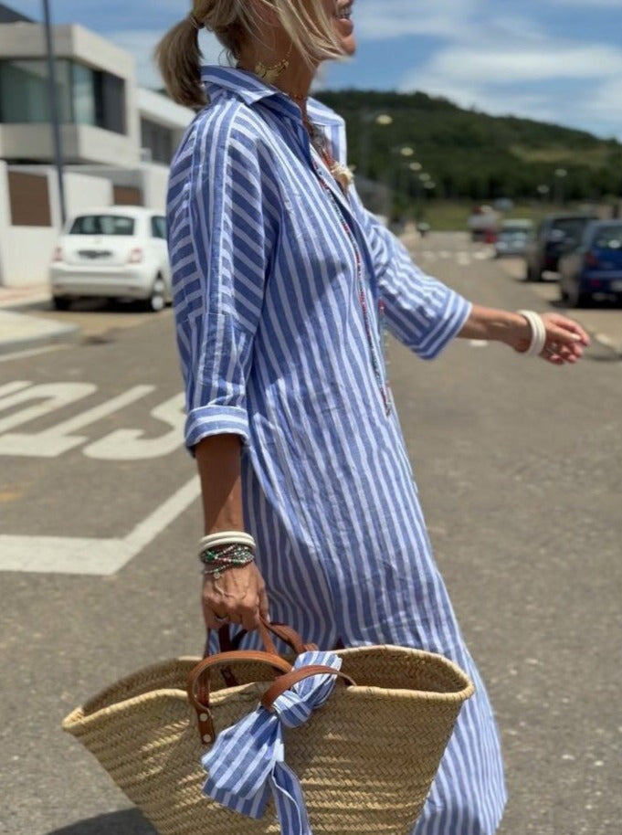 ER | Abito camicia classica a righe