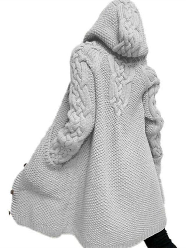 ER | Cardigan con cappuccio in maglia grossa
