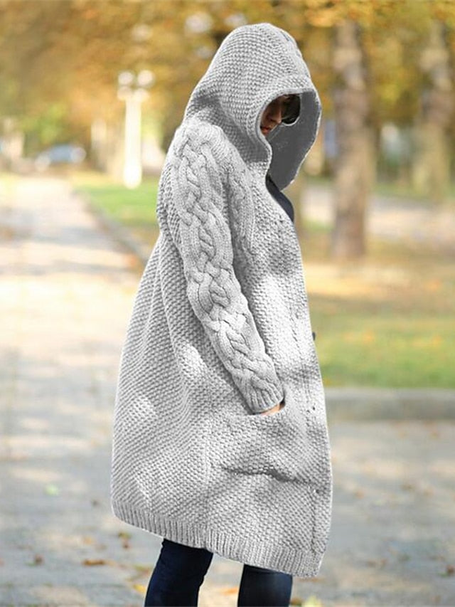 ER | Cardigan con cappuccio in maglia grossa