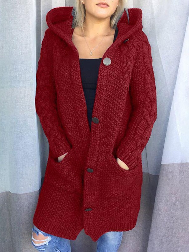 ER | Cardigan con cappuccio in maglia grossa