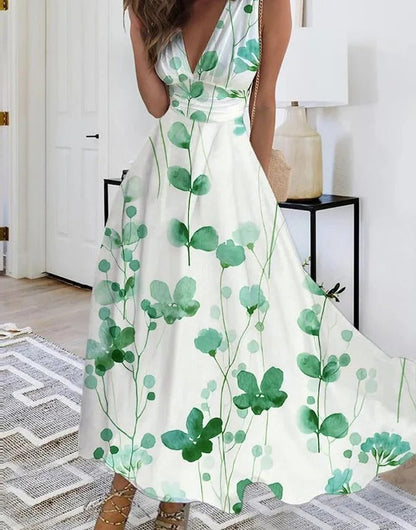 ER | Maxi abito senza maniche con scollo a V