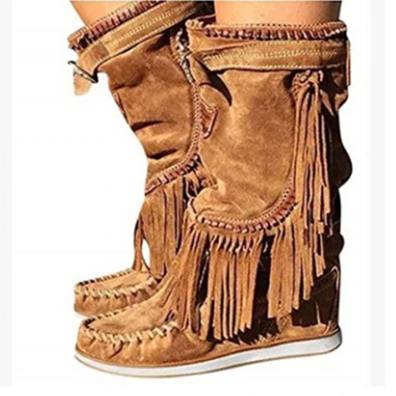 ER | Stivali western con frange boho
