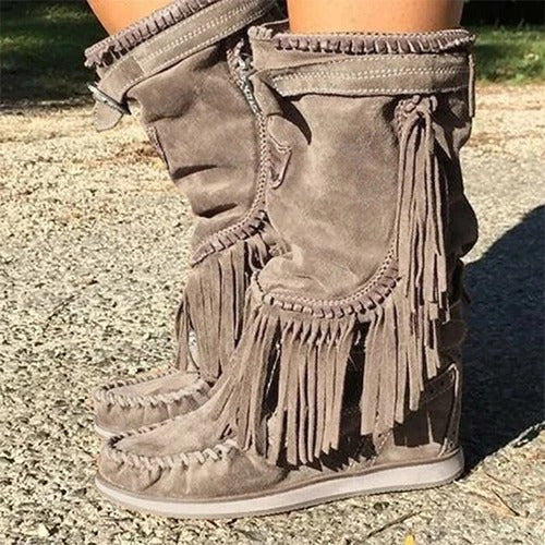 ER | Stivali western con frange boho