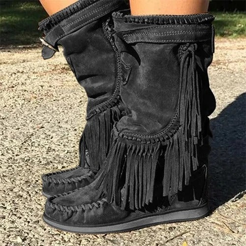 ER | Stivali western con frange boho