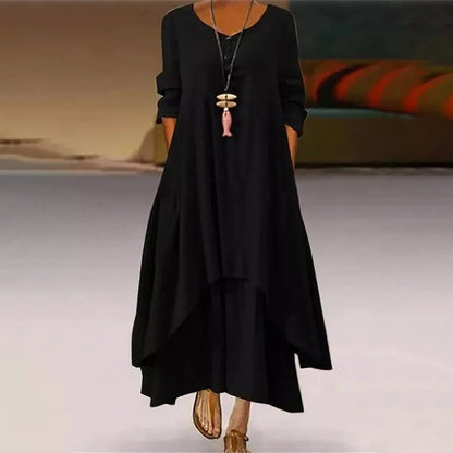 ER | Abito midi fluido multistrato