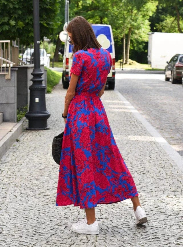 ER | Elegante abito midi estivo a fiori colorati