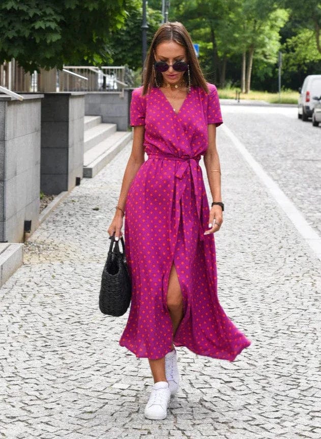 ER | Elegante abito midi estivo a fiori colorati