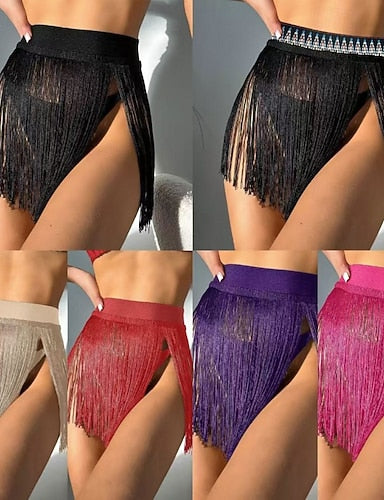 Swimwear Bikini Bottom Skirt Swimsuit Fringe Hem Vacation Beach Wear Color Sleeveless Bathing Suits