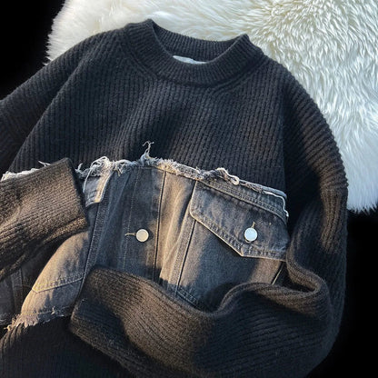 LP | Maglia in denim patchwork