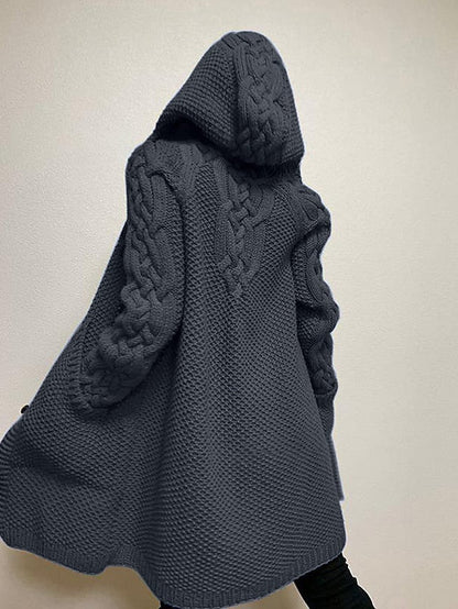 ER | Cardigan con cappuccio in maglia grossa