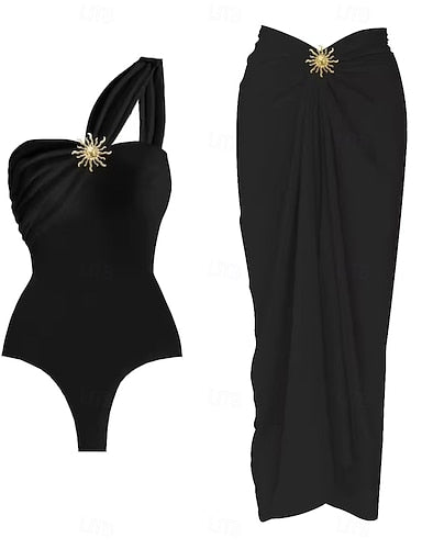 Swimwear One Piece Monokini Swimsuit Thong One Piece Tummy Control High Waist Slim Backless Vacation Beach Wear Color Strapless Sleeveless Bathing Suits