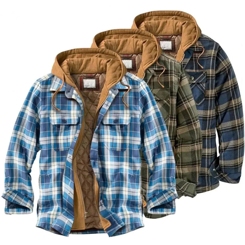 ER | Giacca camicia con cappuccio in flanella di cotone