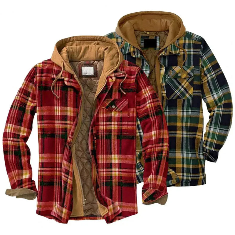 ER | Giacca camicia con cappuccio in flanella di cotone
