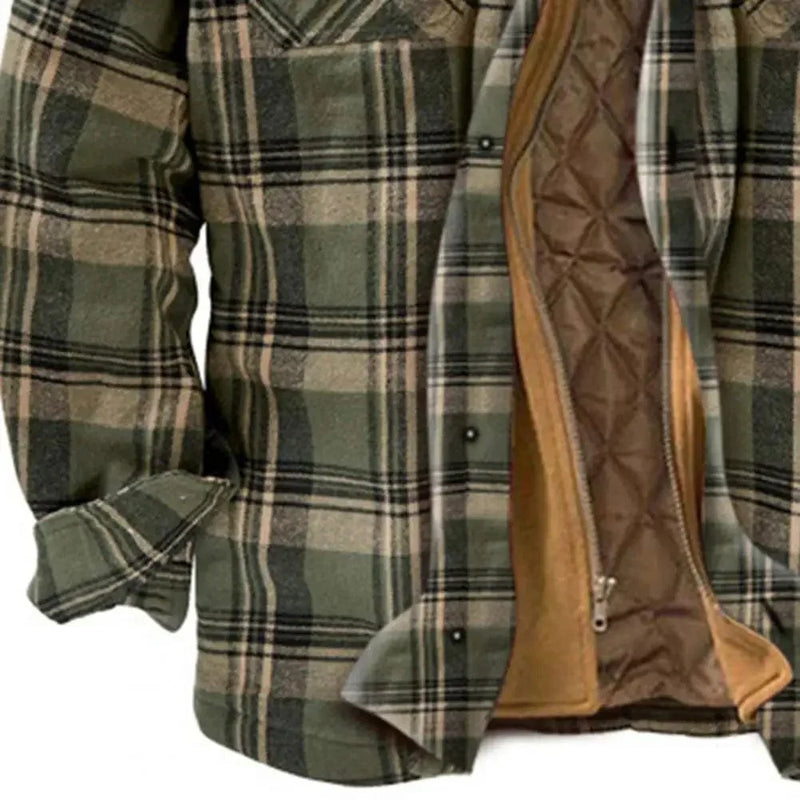 ER | Giacca camicia con cappuccio in flanella di cotone