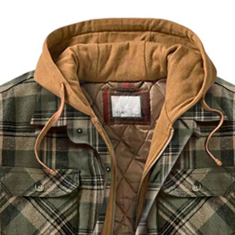 ER | Giacca camicia con cappuccio in flanella di cotone