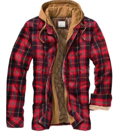 ER | Giacca camicia con cappuccio in flanella di cotone