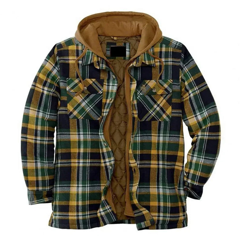 ER | Giacca camicia con cappuccio in flanella di cotone