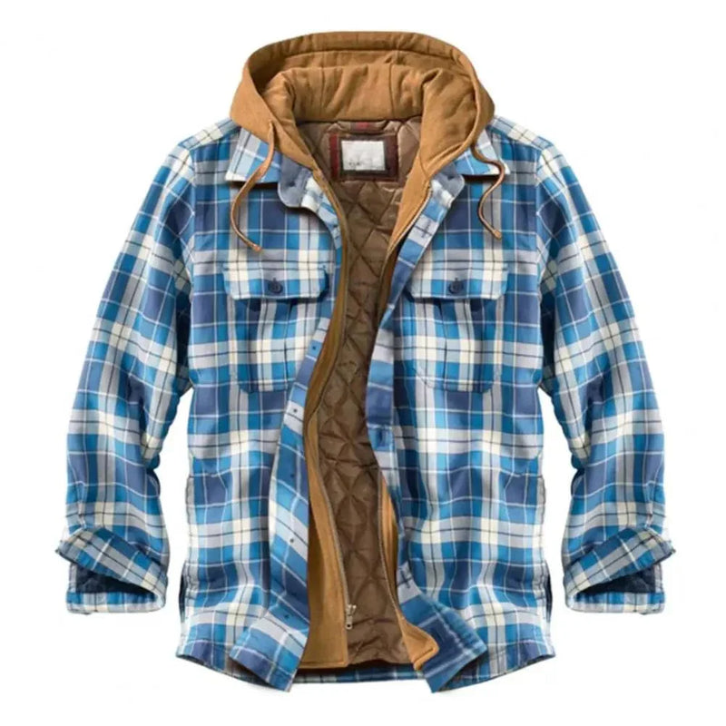 ER | Giacca camicia con cappuccio in flanella di cotone