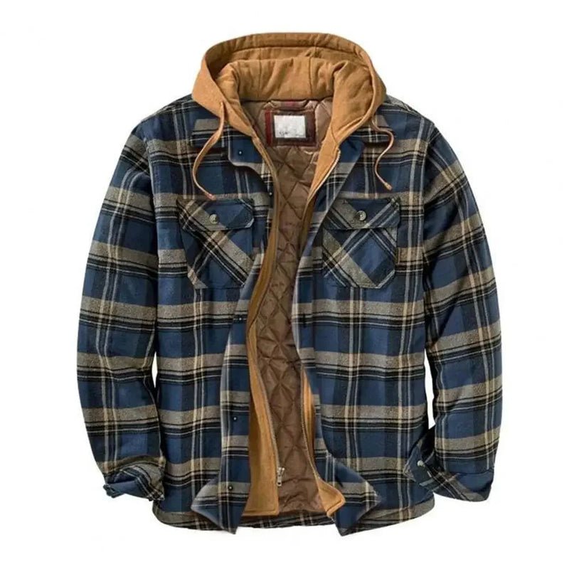 ER | Giacca camicia con cappuccio in flanella di cotone