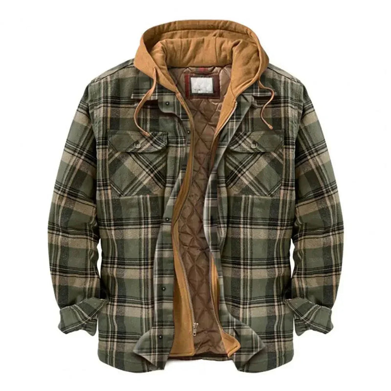 ER | Giacca camicia con cappuccio in flanella di cotone
