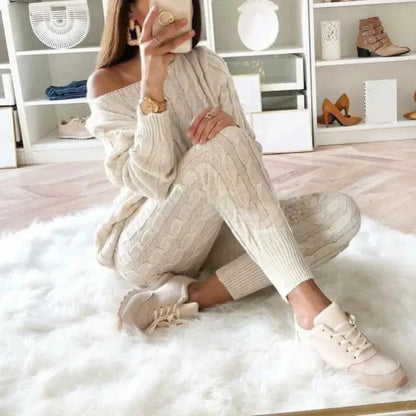 LP | MW -Abito donna 2 pezzi in maglia lunga con maglione spesso