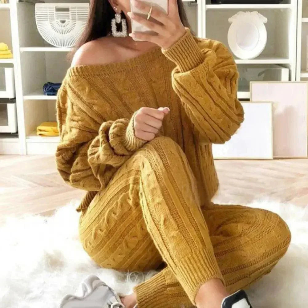 LP | MW -Abito donna 2 pezzi in maglia lunga con maglione spesso