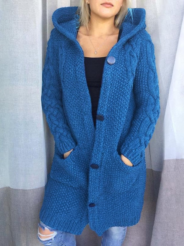 ER | Cardigan con cappuccio in maglia grossa
