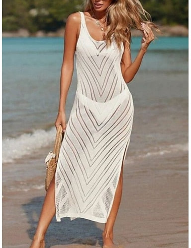 Cover Up Swimsuit Cut Out Vacation Beach Wear Color Sleeveless Bathing Suits