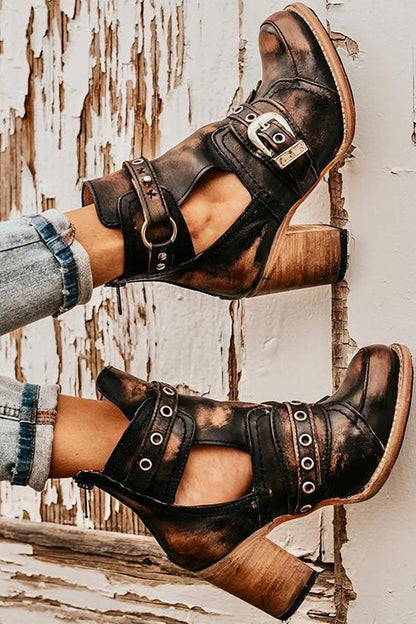 ER | Stivaletto rustico con tacco a blocco