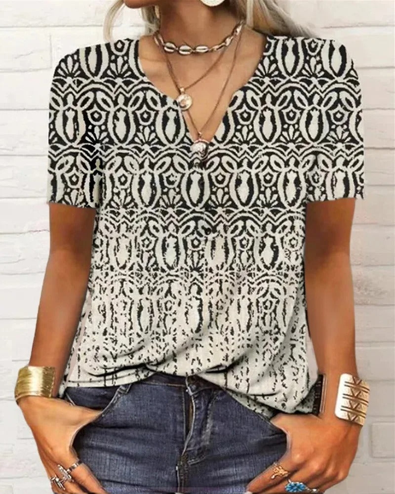 ER | top a maniche lunghe con stampa patchwork boho