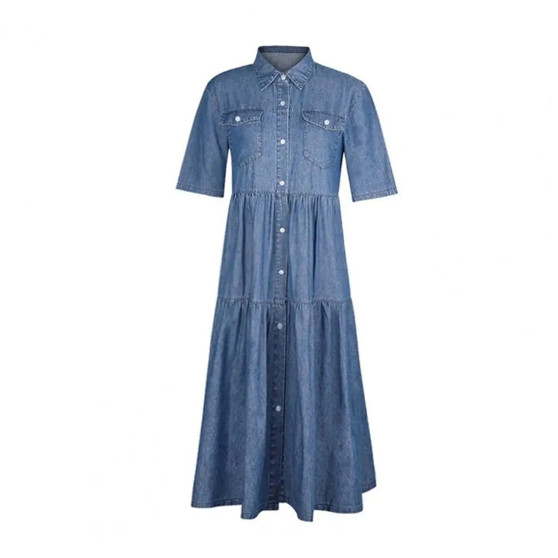ER | Abito in denim con maniche corte