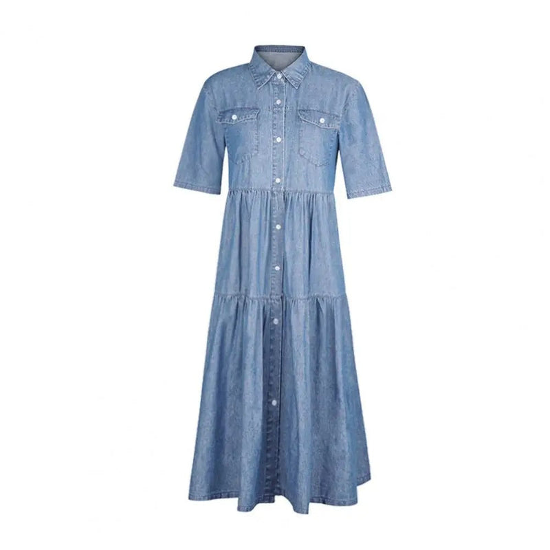 ER | Abito in denim con maniche corte