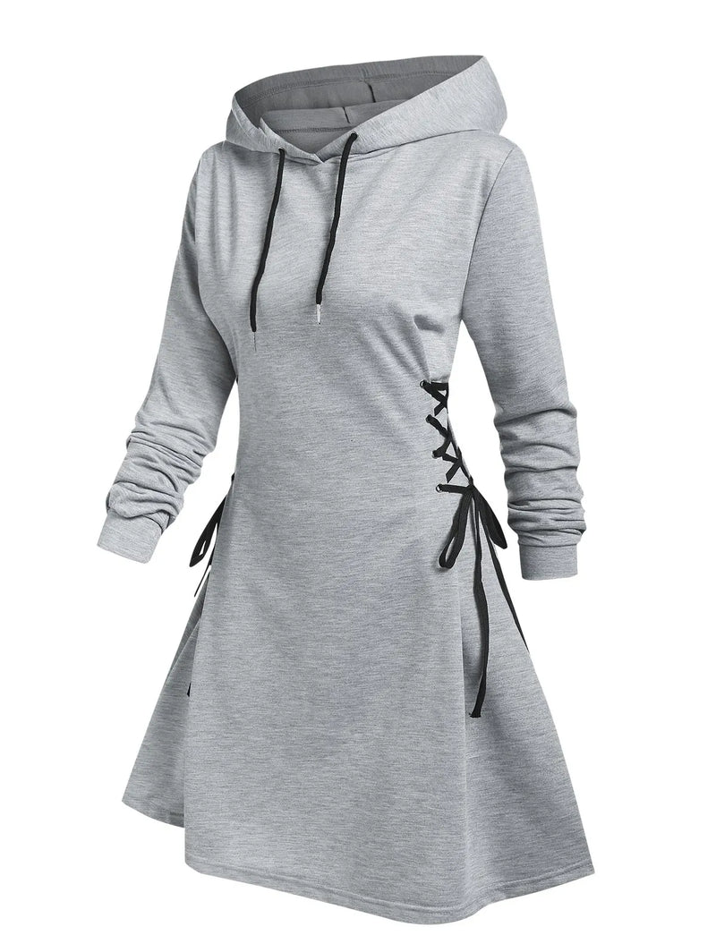 ER | Abito midi con cappuccio casual-chic